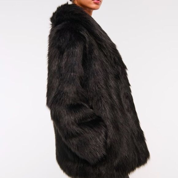 🔥 Abercrombie and fish Shawl Collar Faux Fur Coat Sz XXS new - Picture 6 of 9